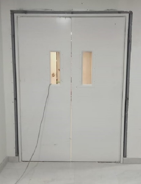 Double steel swing door